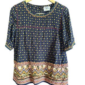 HOLDING HORSES | Embroidered Boho Button Back Blouse | Size 2